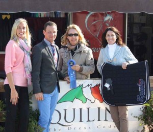 ShowChic Turn Out Award Winner   David Marcus Sports Blue to Win  Wellington, FL (April 2, 2014) - Canadian dressage rider David Marcus isn't just a ShowChic Turn Out Award winner, he's an awfully good sport.  “I said last week to Michelle (Hundt) that, if dressing as well as Gary Rockwell (on the Ground Jury), right down to the same maroon pants and blue shirt, couldn't win a best-dressed award, then what could I do?” Marcus joked.    Marcus's friend – and ShowChic's stylish founder -- joked right back: “Try wearing the blue pants.” 