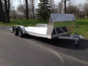  Kiefer Manufacturing has introduced the all aluminum Car Hauler trailer.  This trailer has 18-feet of bed length covered with extruded interlocking aluminum floor running lengthwise for maximum strength and almost 82” between fenders.  This provides much more room to haul larger vehicles than most comparative trailers in the market today.  