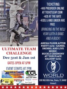 Bull riding comes to the World Equestrian Center on New Years Eve and Day! #bullriding #eliteequestrian